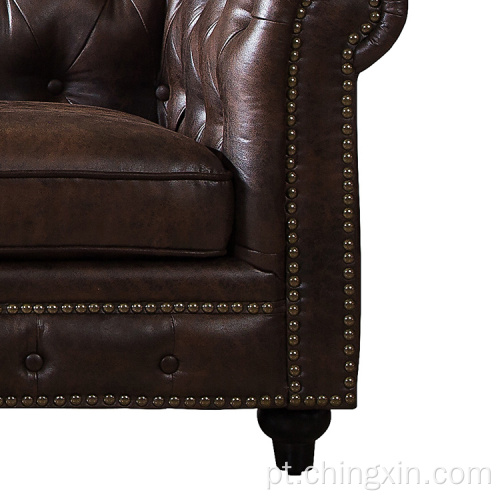 Tufted Chesterfield Sofá Setting Mobiliário de sala de estar